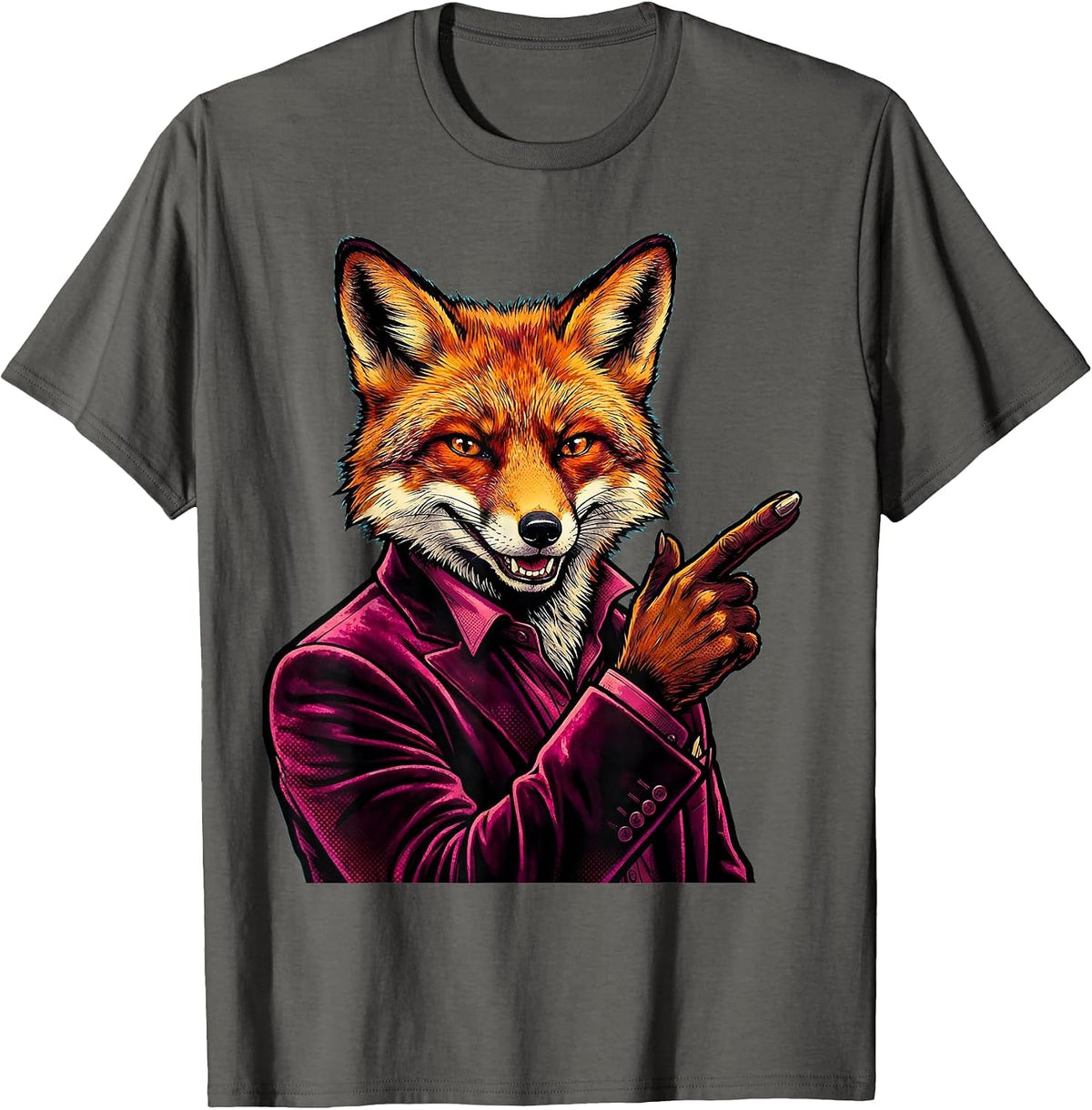 Rizz Em With The Tism Smooth Fox Velvet Suit T-Shirt - Asphalt Grey