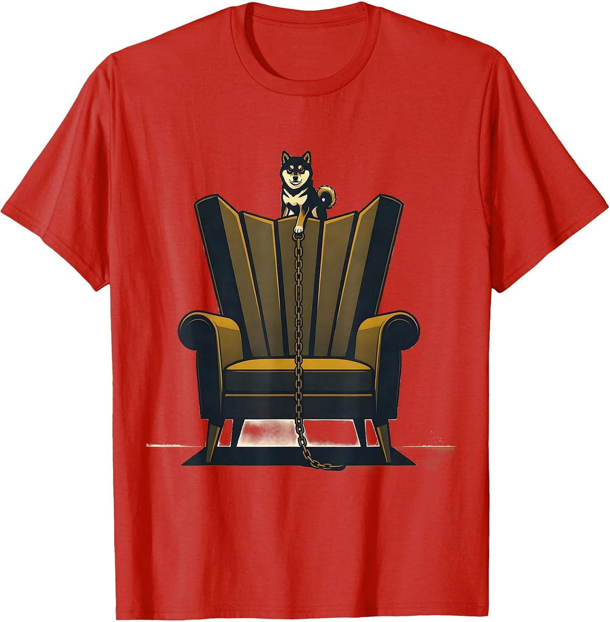 Men's Shiba Inu Throne Chair Midcentury Modern Dog Lover Gift T-Shirt - Red