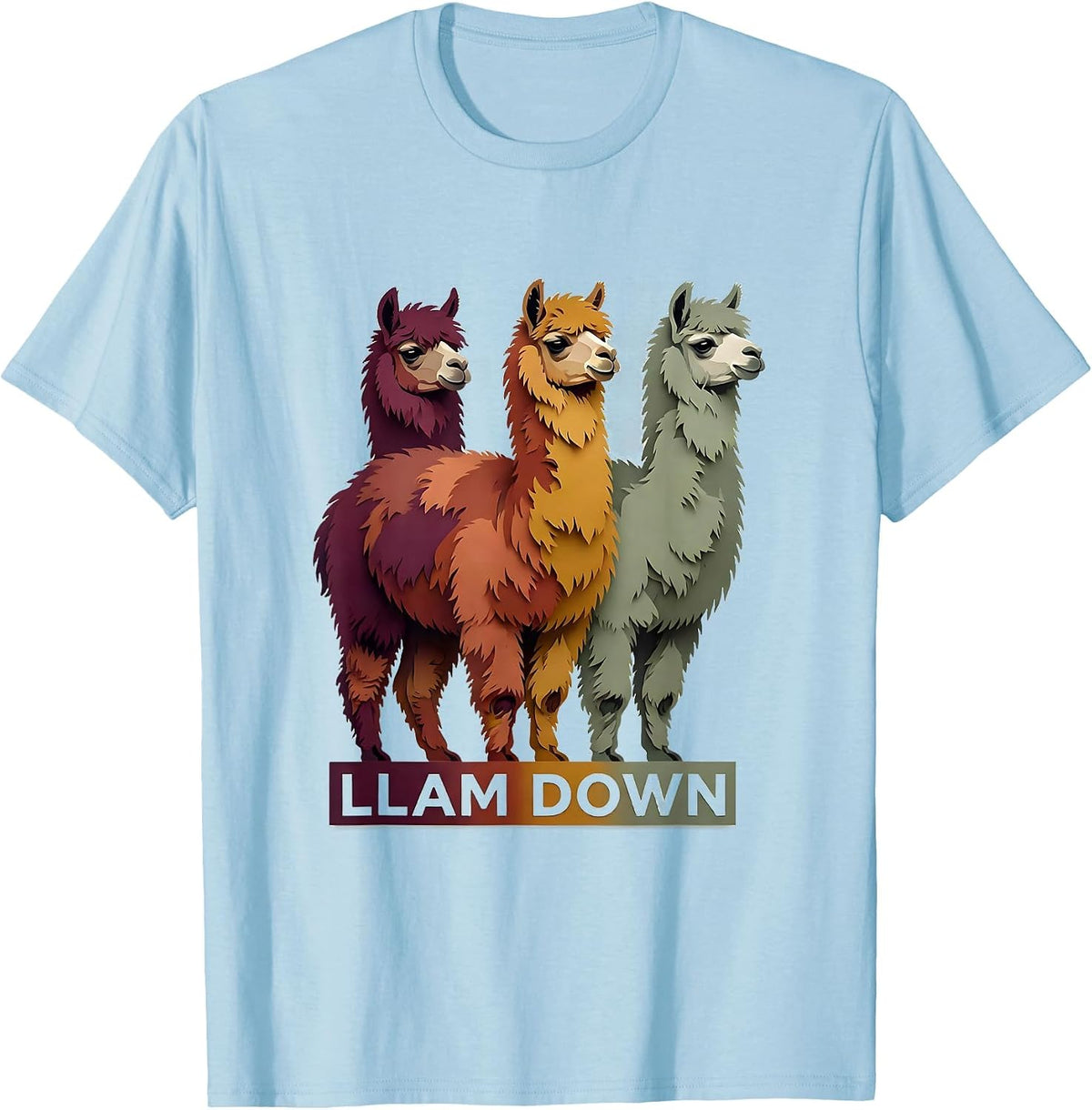 Llam Down Funny Llama Alpaca Humor Gift for Llama Lovers T-Shirt - Baby Blue