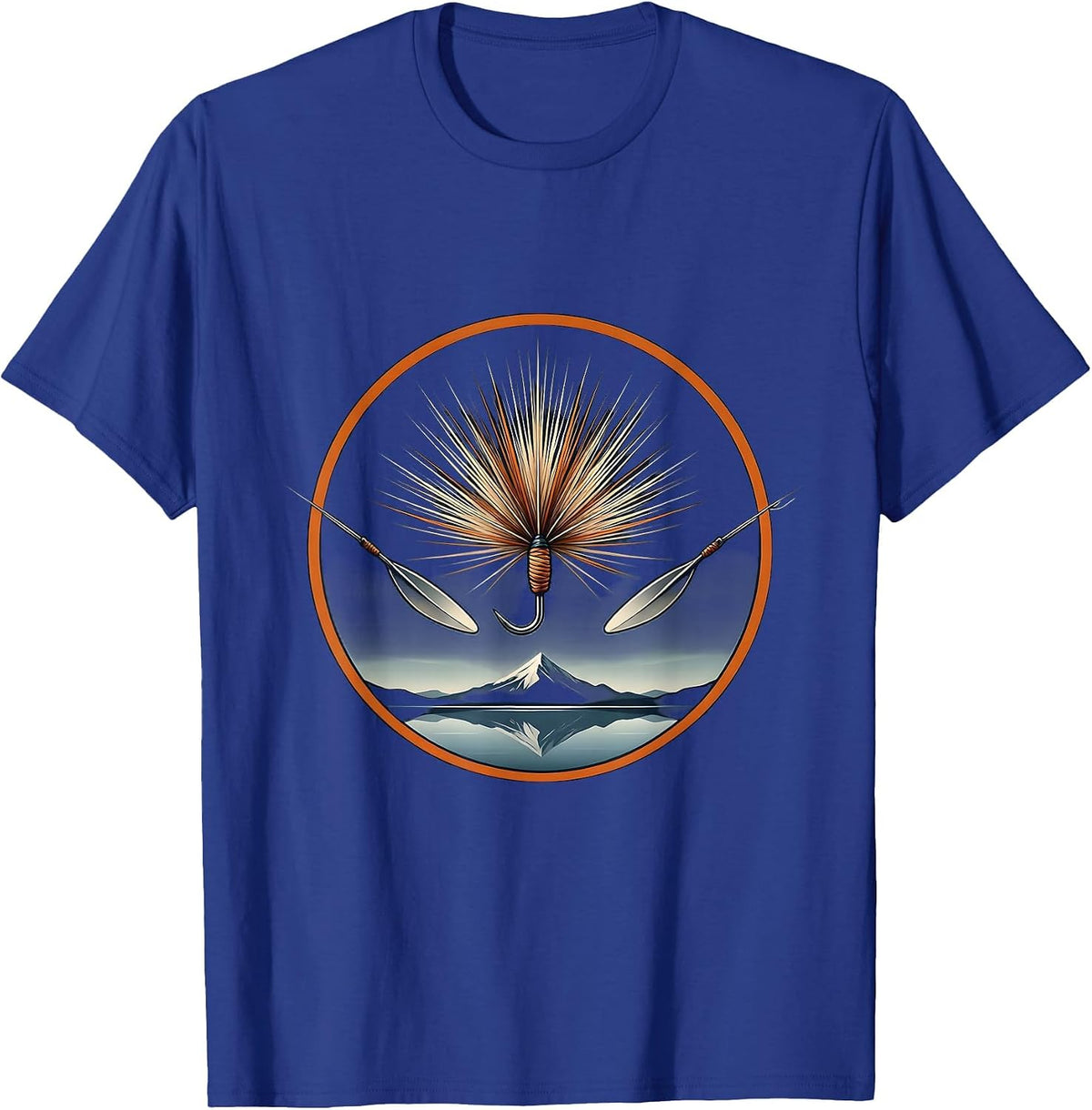 Men's Vintage Tin Fishing Tackle and Flies Illustration T-Shirt - Royal Blue