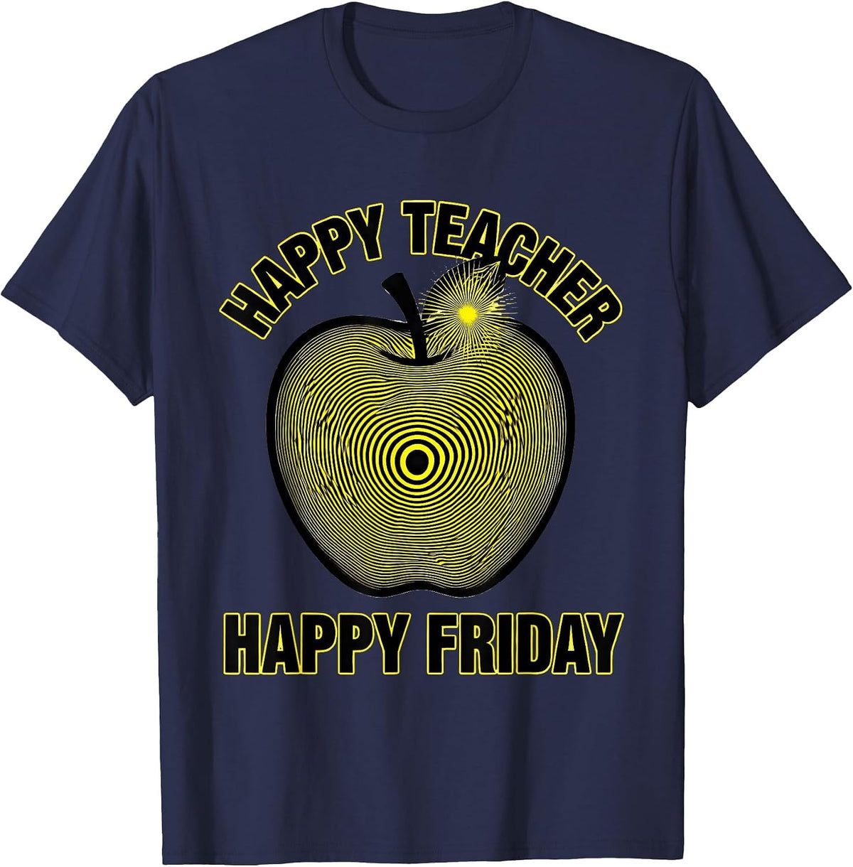 Friyay Teacher Happy Friday Celebration Design T-Shirt - Navy Blue