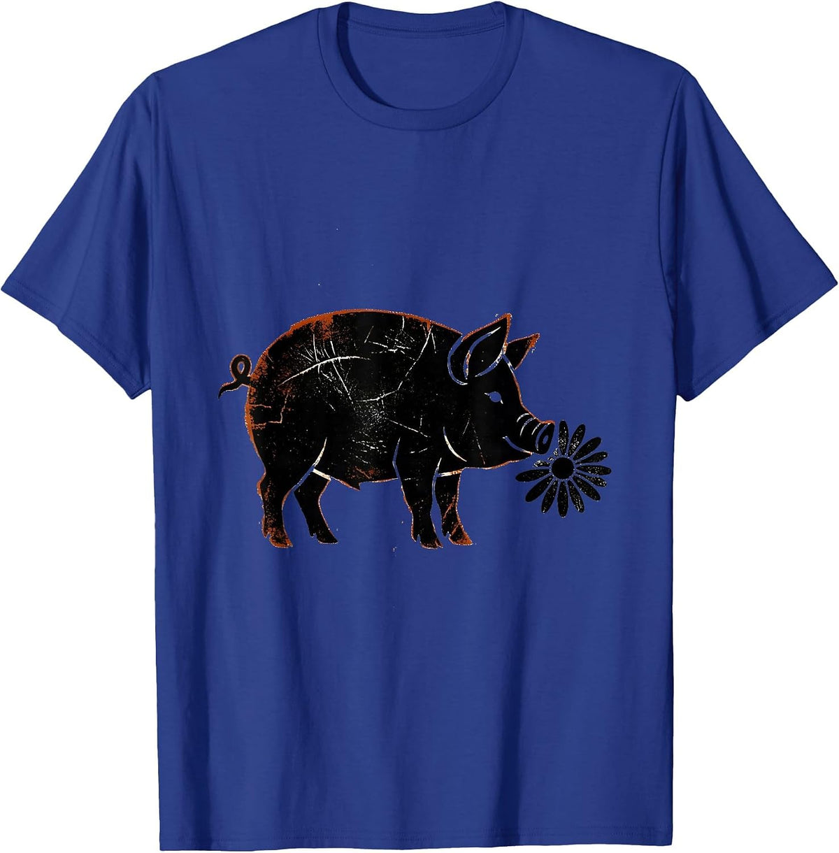 Pig Peeking In Daisy Cute Farm Animal Lover Gift T-Shirt - Royal Blue