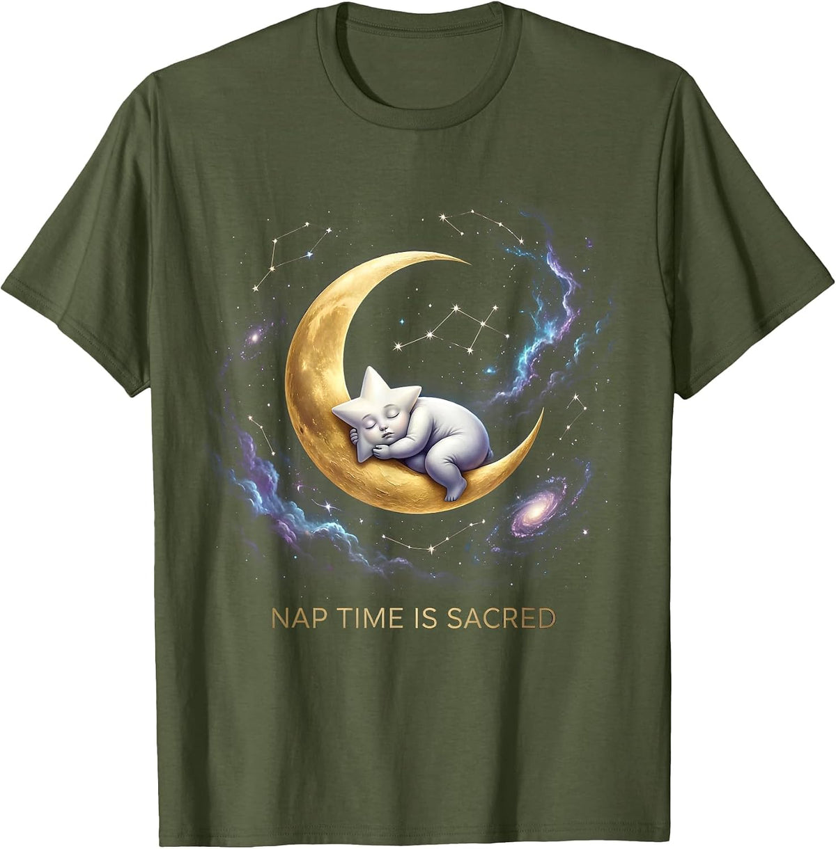 Nap Time Is Sacred Kindergarten Teacher Design T-Shirt - Olive Green