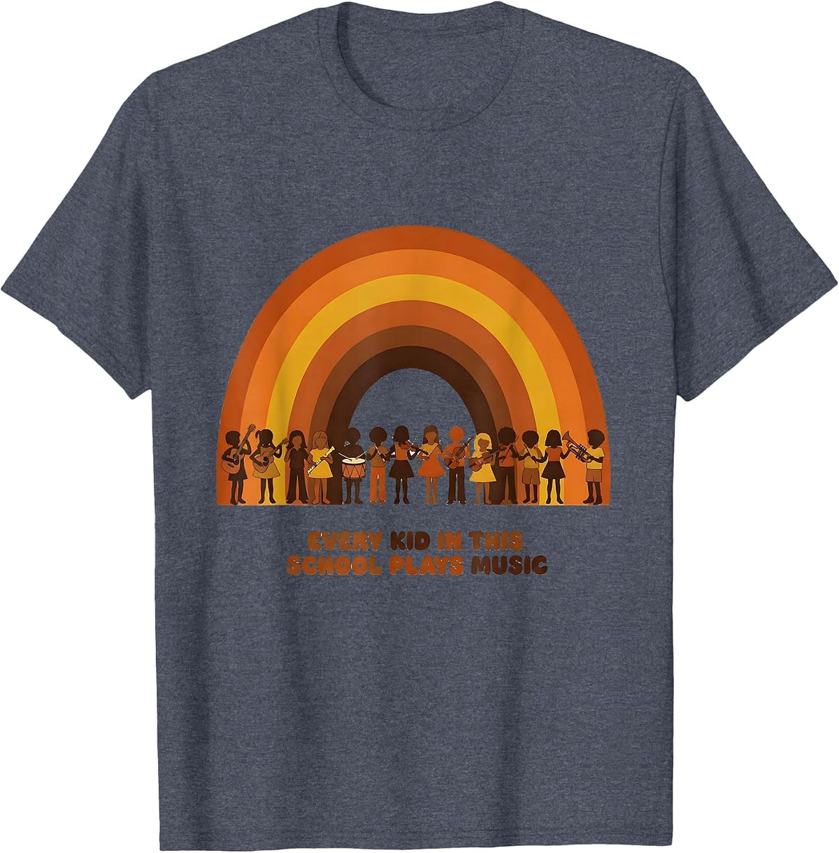 Every Kid In This School Plays Music Retro 70s Music Teacher T-Shirt - Heather Blue