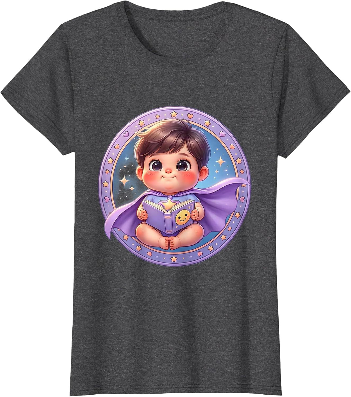 Women's Special Education Superhero Reader Graphic Tee T-Shirt - Dark Heather Grey