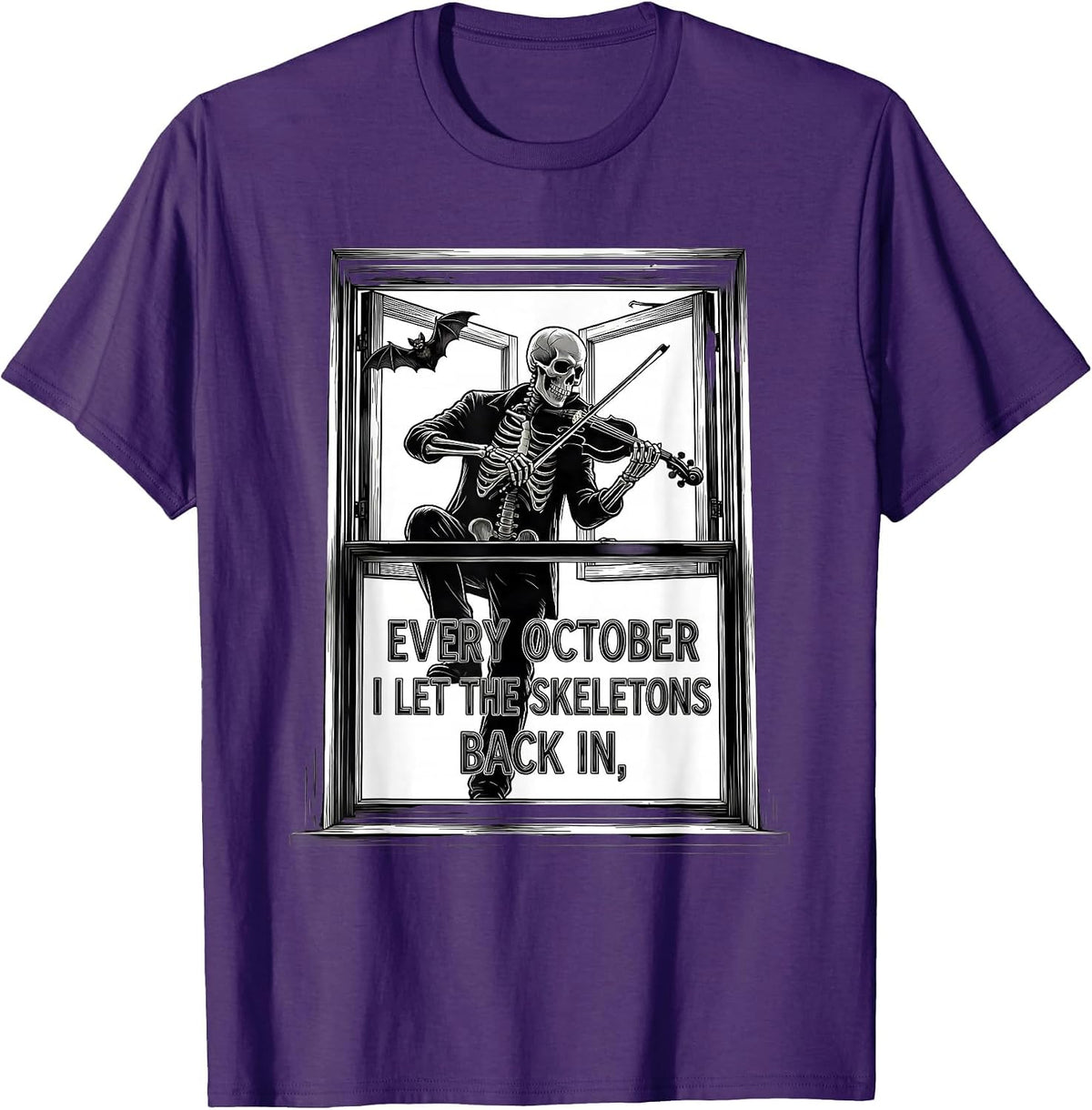 Every October, I Let The Skeletons Back In Music Teacher T-Shirt - Purple