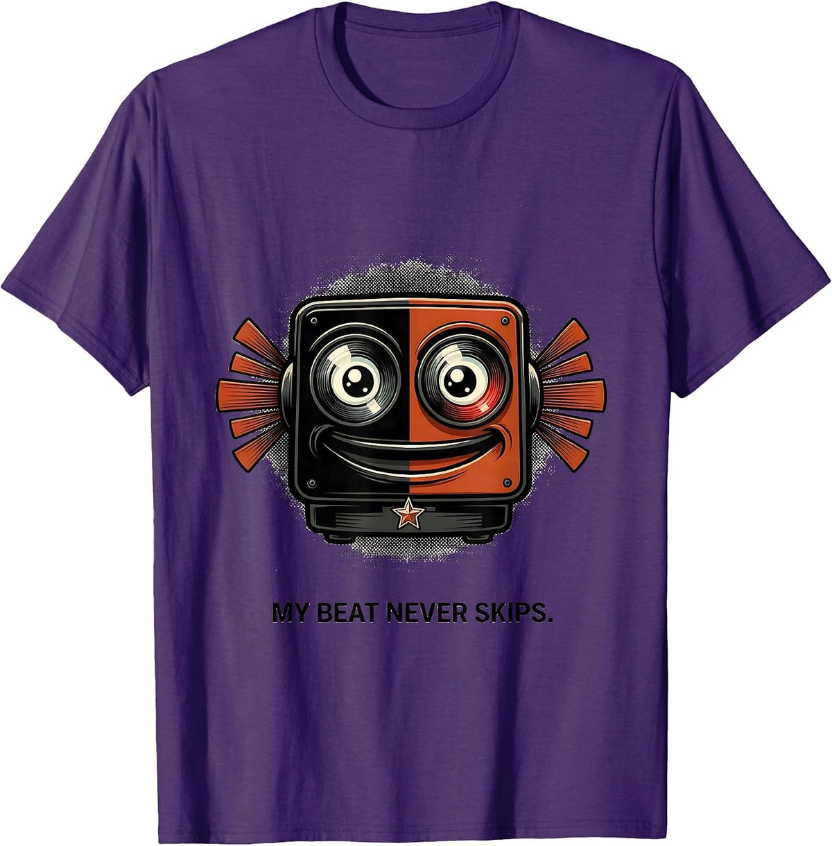 My Beat Never Skips Retro Cartoon Police Officer Humor T-Shirt - Purple