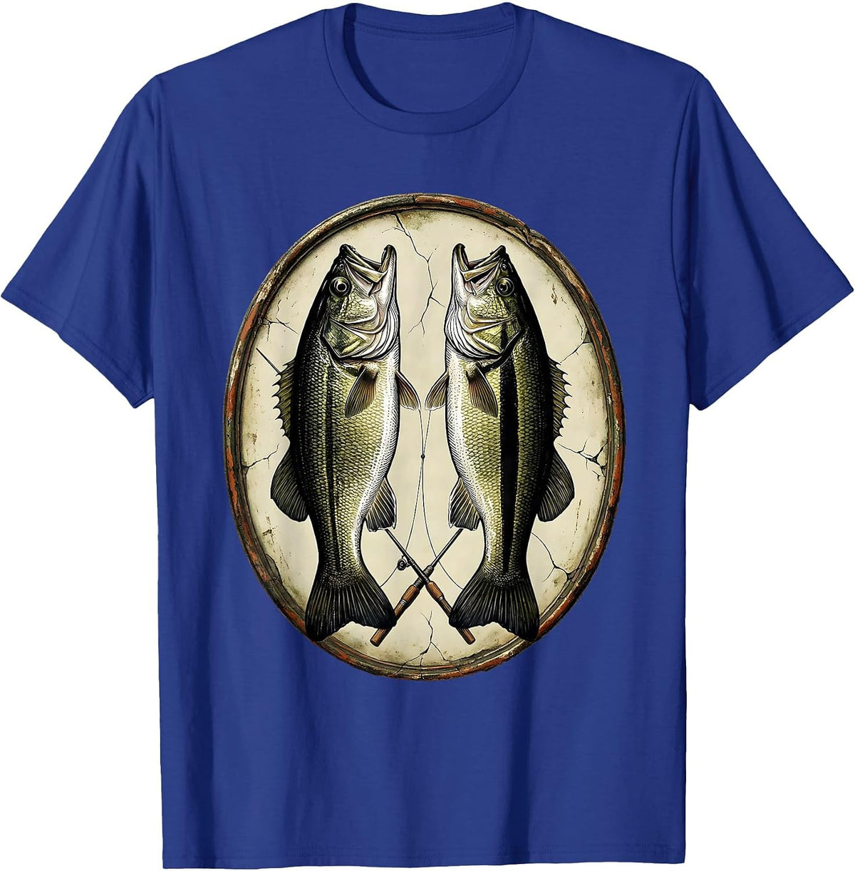 Bass Profile Vintage Fishing Humor Angler Gift T-Shirt - Royal Blue