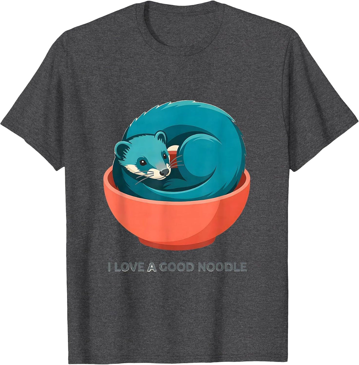 I Love A Good Noodle Funny Ferret Lover Gift T-Shirt - Dark Heather Grey