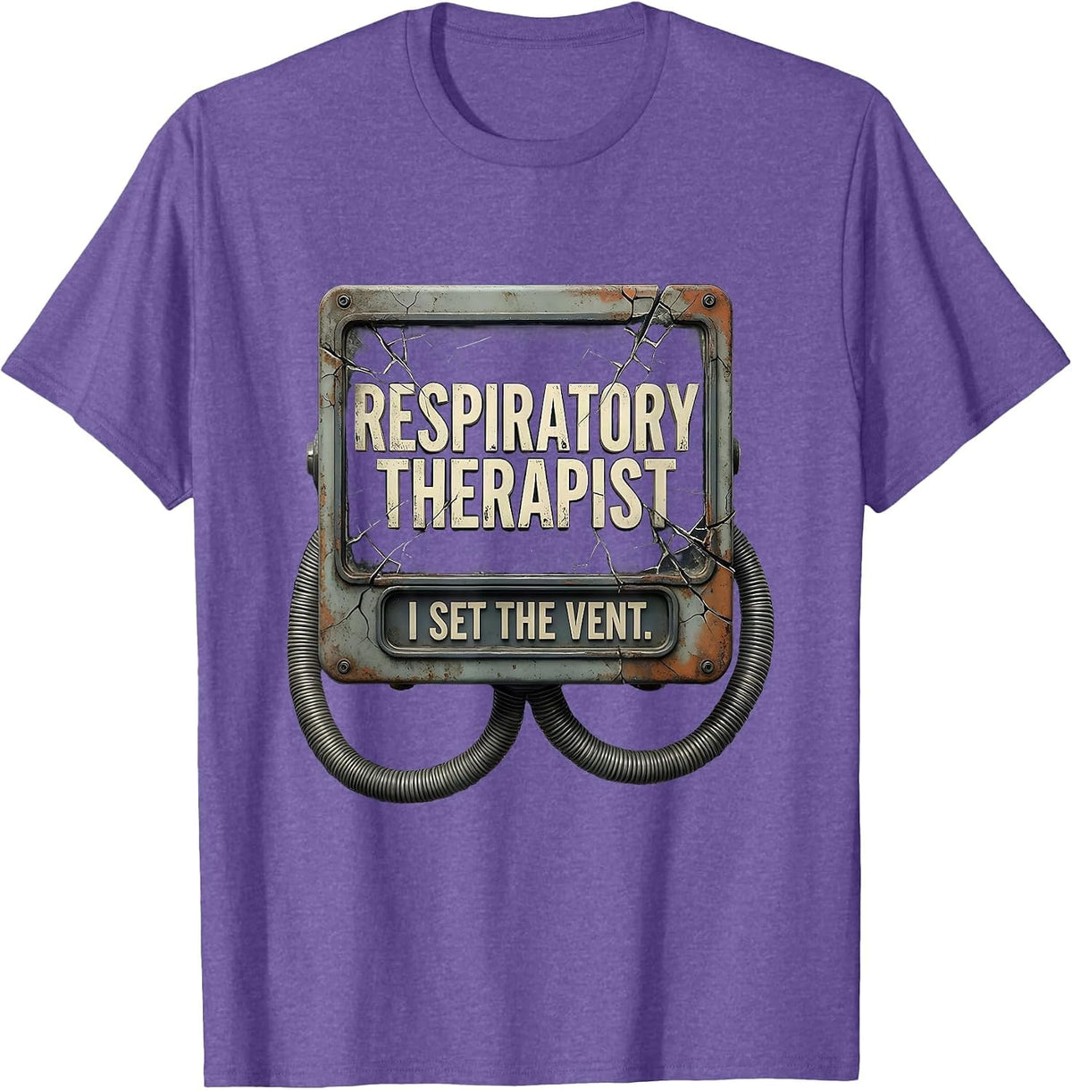 Men's Respiratory Therapist I Set The Vent Distressed Occupational T-Shirt - Purple Heather