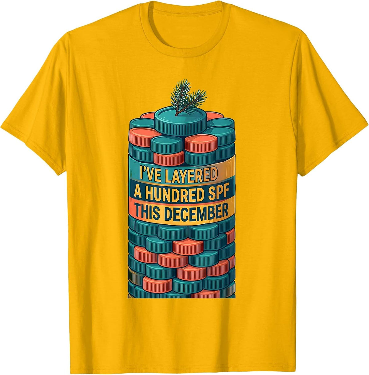 Men's I've Layered A Hundred SPF This December Esthetician T-Shirt - Golden Yellow