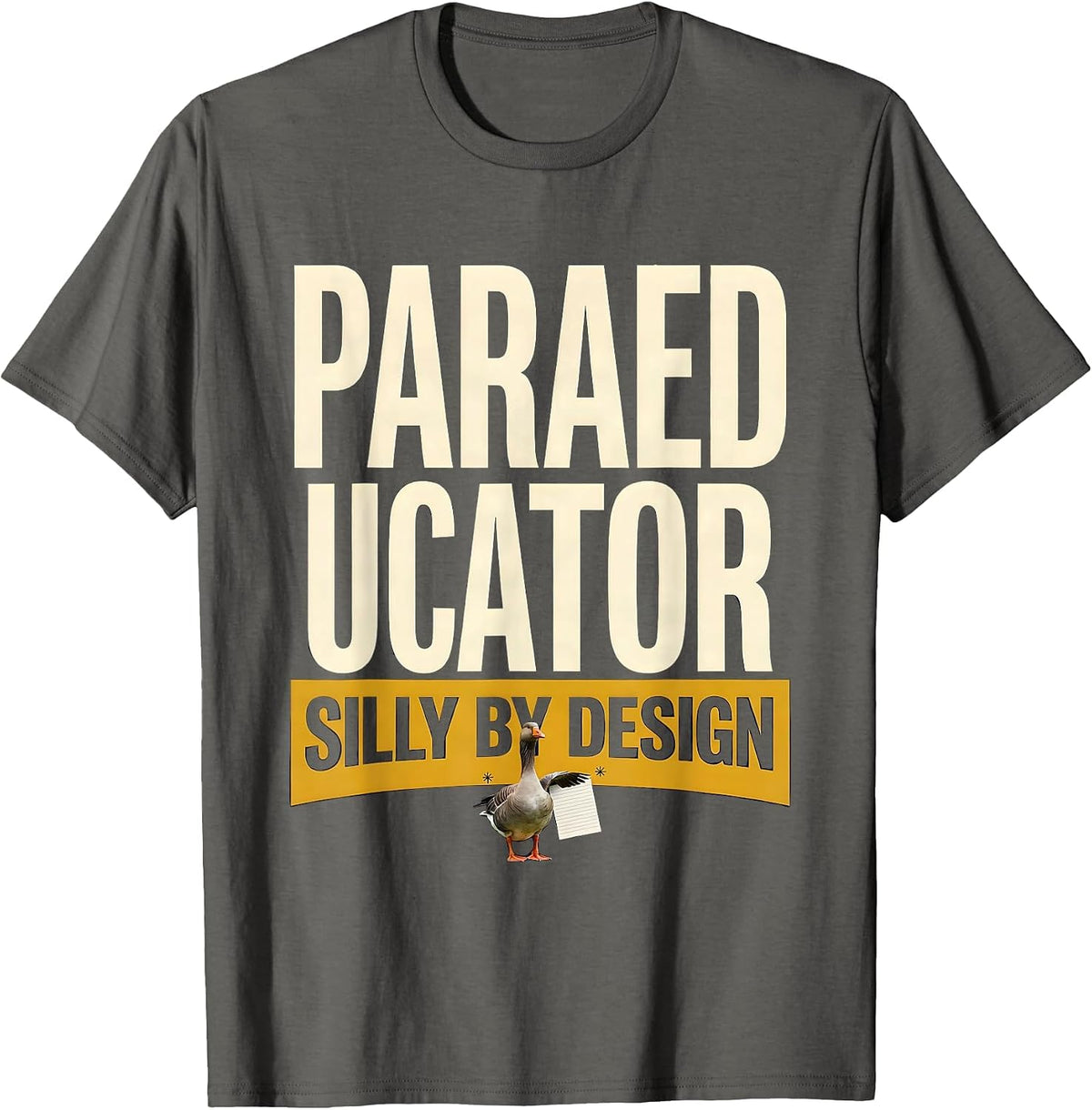 Paraeducator Silly By Design Funny SPED Teacher Support T-Shirt - Asphalt Grey