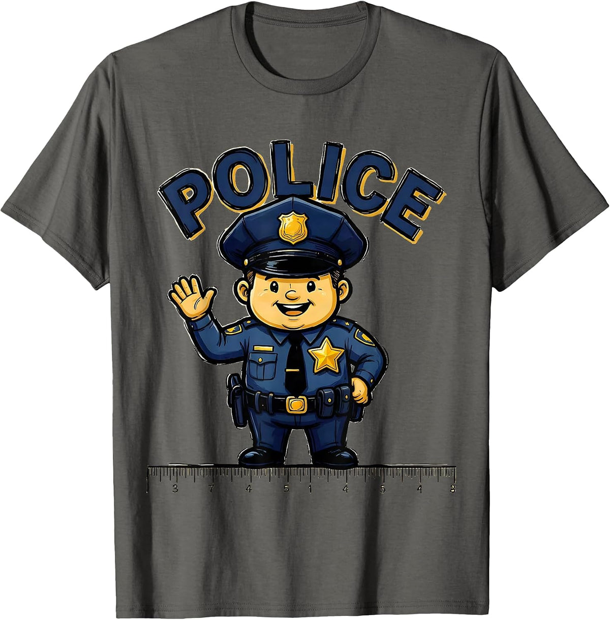 POLICE Funny Halloween Costume Officer Matching Family T-Shirt - Asphalt Grey