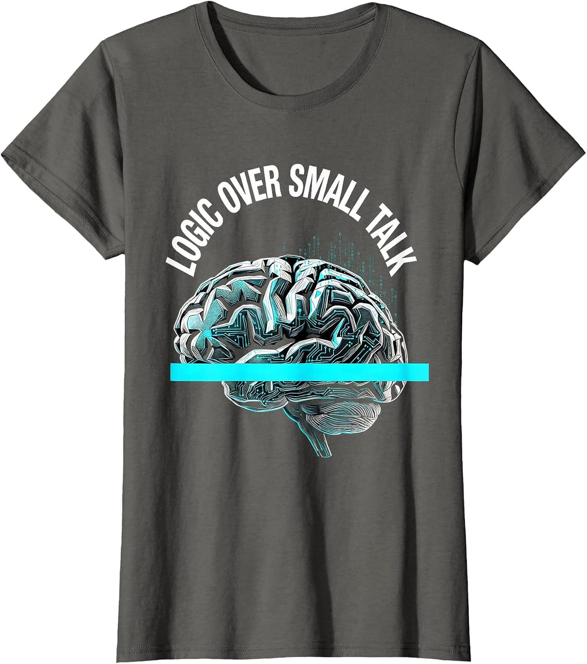 Women's Logic Over Small Talk Autism Awareness Design T-Shirt - Asphalt Grey