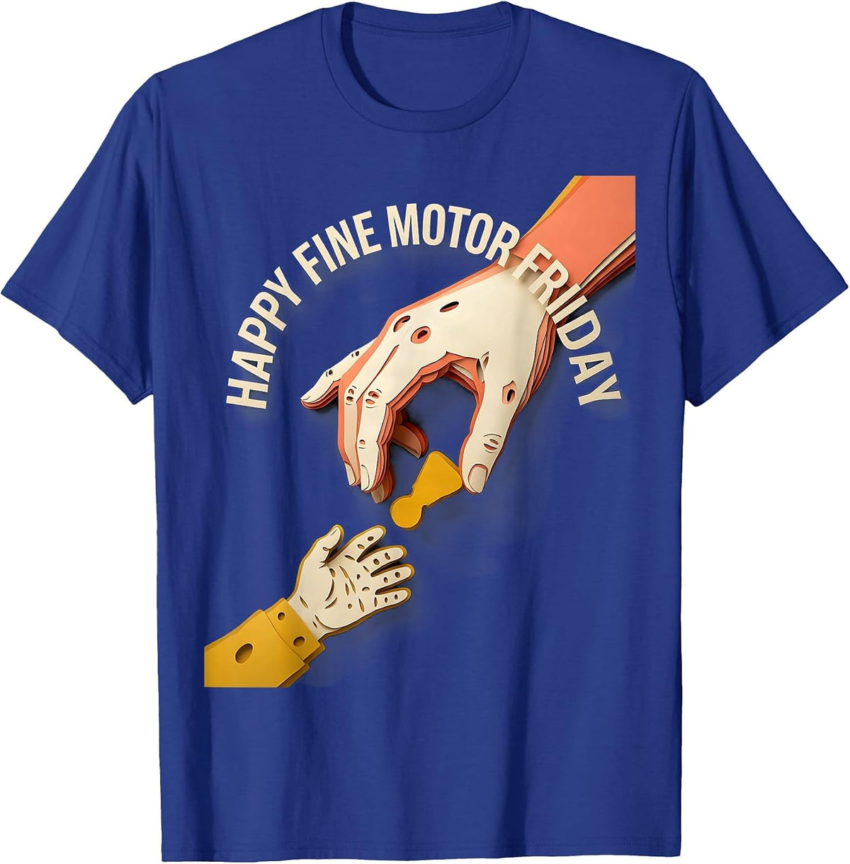 Men's Happy Fine Motor Friday Occupational Therapy OT Assistant T-Shirt - Royal Blue