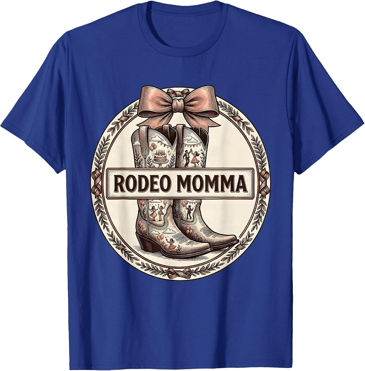 Rodeo Momma Coquette Cowgirl Birthday Party Family Matching T-Shirt - Royal Blue