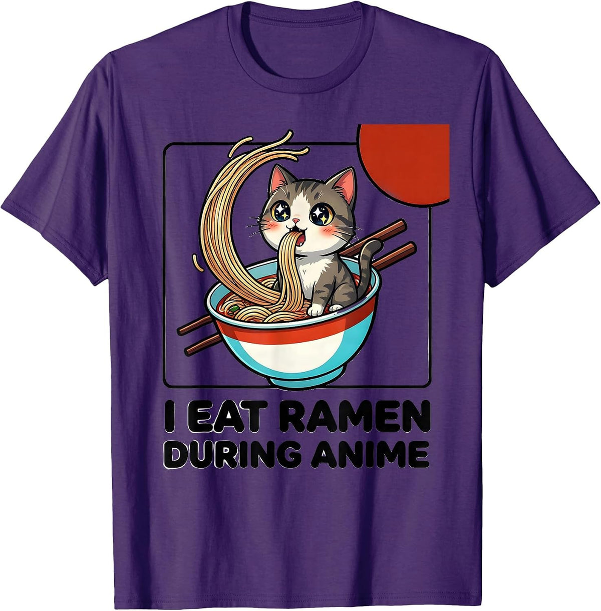 I Eat Ramen During Anime Funny Kawaii Cat Anime Gift T-Shirt - Purple