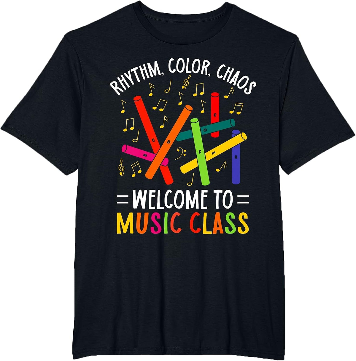 Percussion Instrument Educator Music Class Boomwhacker T-Shirt - Black