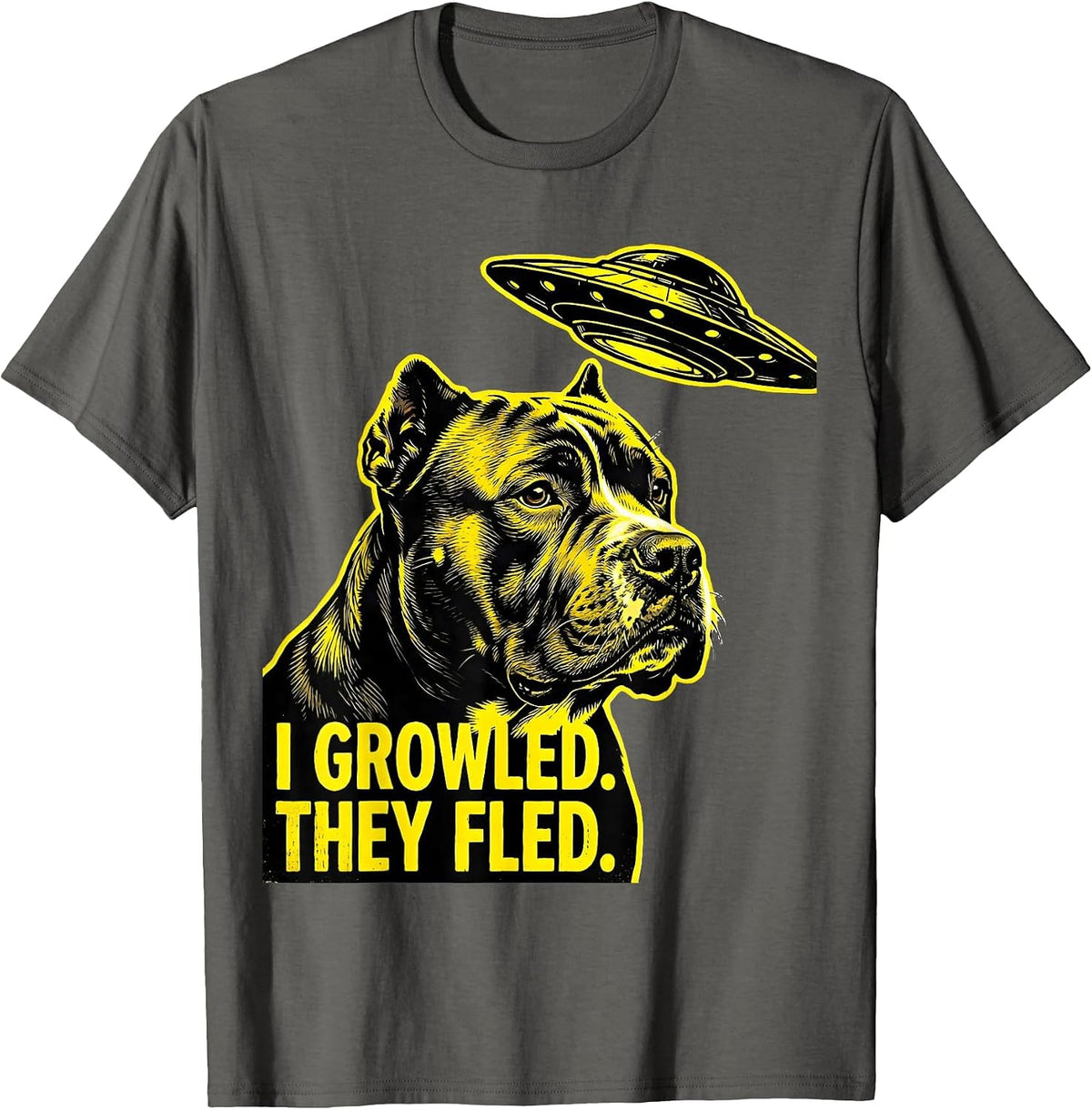 Men's I Growled They Fled Funny Pitbull Dog Meme Gift T-Shirt - Asphalt Grey