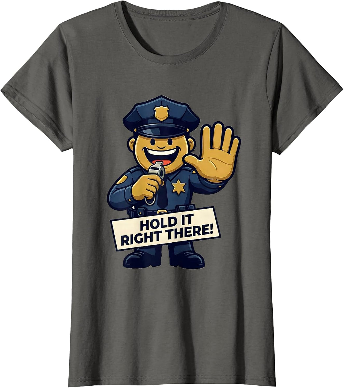 Women's Hold It Right There! Police Officer Halloween Costume T-Shirt - Asphalt Grey