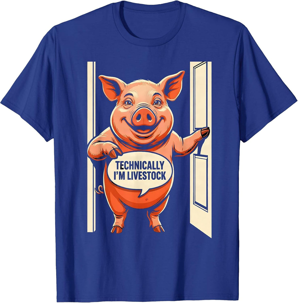 Men's Technically I'm Livestock Funny Pig Lover Farm Animal Humor T-Shirt - Royal Blue