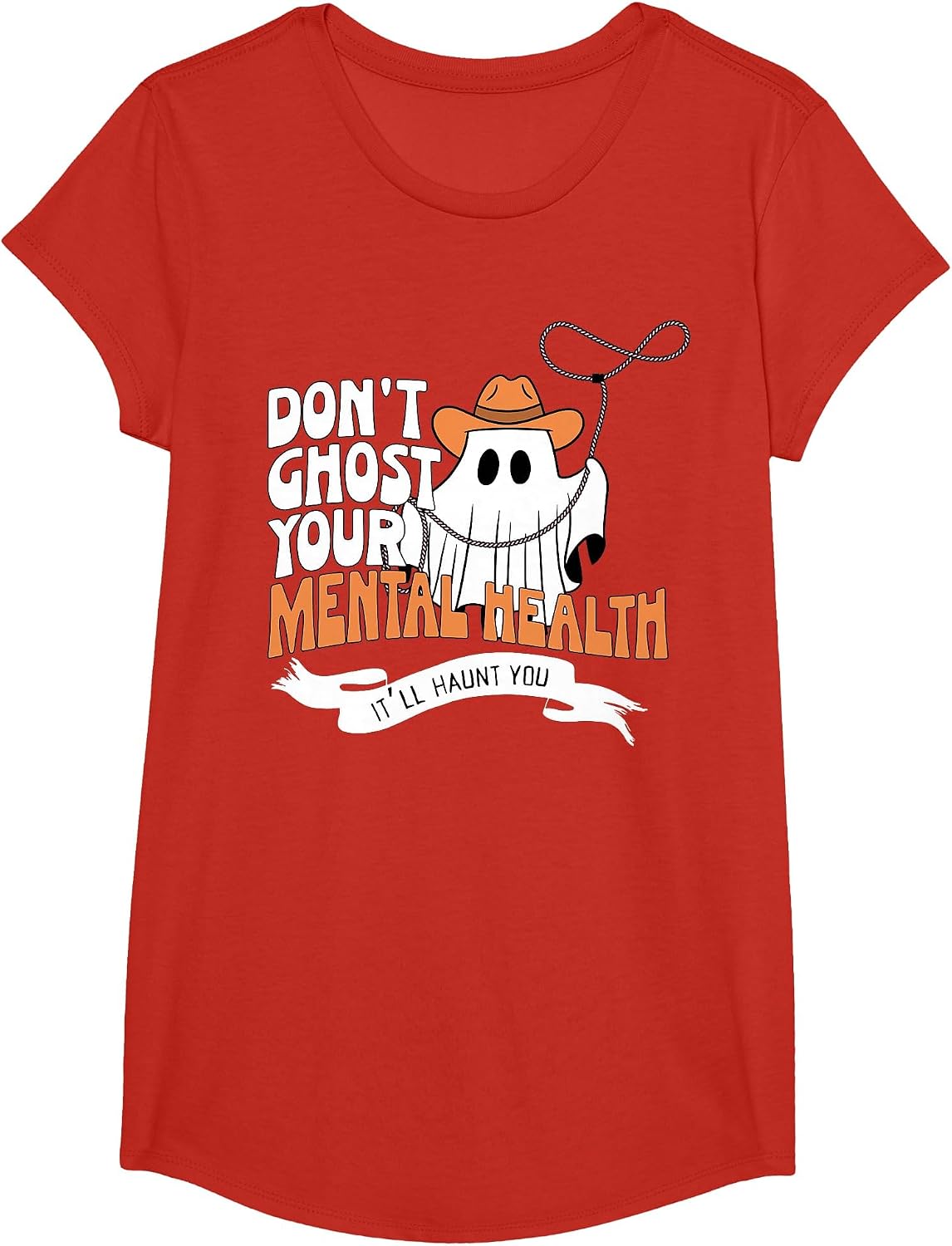 Don't Ghost Your Mental Health Halloween School Psychologist T-Shirt - Girls Red