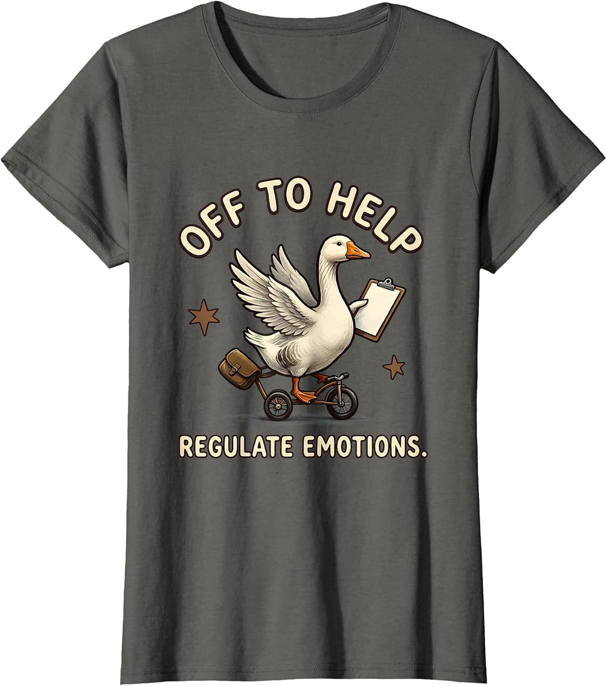Women's Off To Help Regulate Emotions Funny Mental Health Counselor T-Shirt - Asphalt Grey