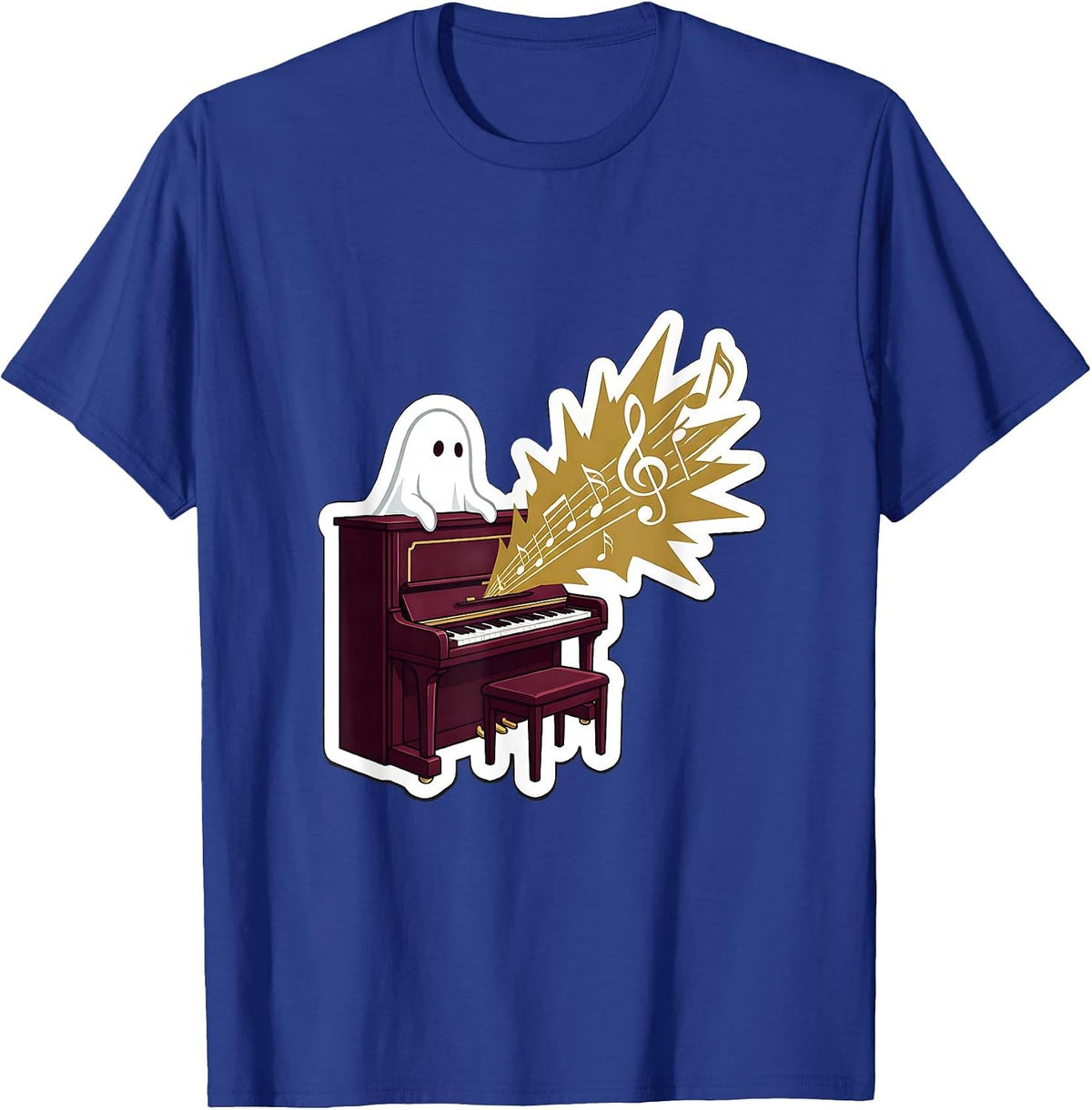 Calm Sheet Ghost Piano Music Teacher Halloween Humor T-Shirt - Royal Blue