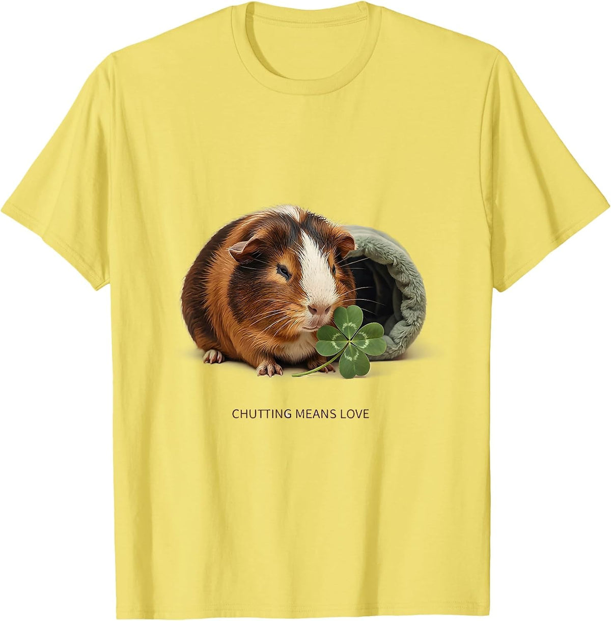 Men's Chutting Means Love Funny Guinea Pig Cavy Lover Pet Humor T-Shirt - Lemon Yellow