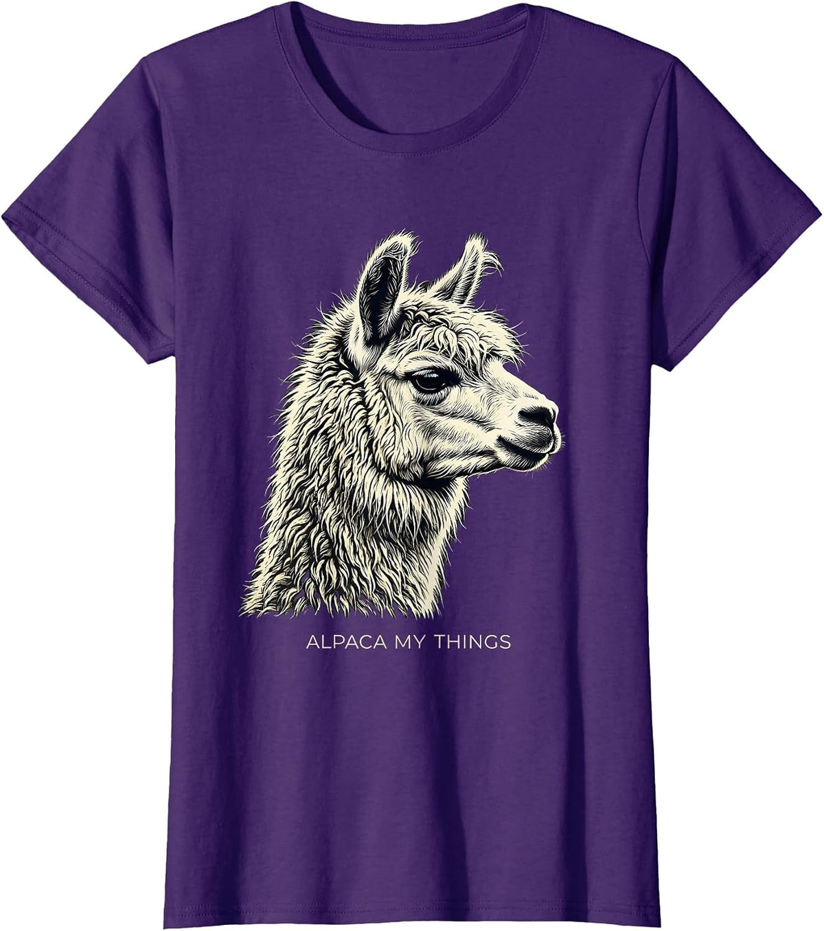Women's Alpaca My Things Funny Alpaca Lover Casual Humor T-Shirt - Purple