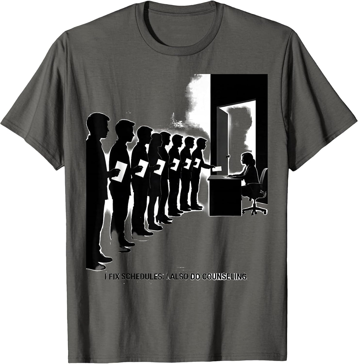 Men's I Fix Schedules I Also Do Counseling Funny School Counselor T-Shirt - Asphalt Grey
