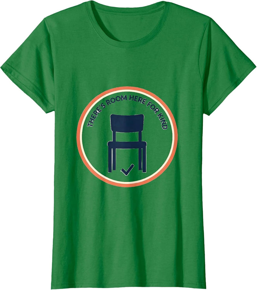 Women's There's Room Here For Kind Retro Inspirational Teacher Kids T-Shirt - Kelly Green