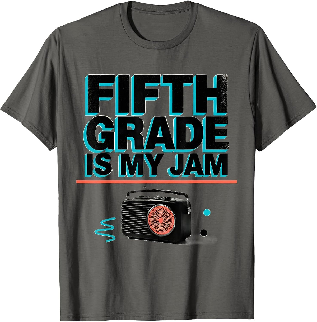 Men's Fifth Grade Is My Jam Retro Memphis Postmodern Back T-Shirt - Asphalt Grey