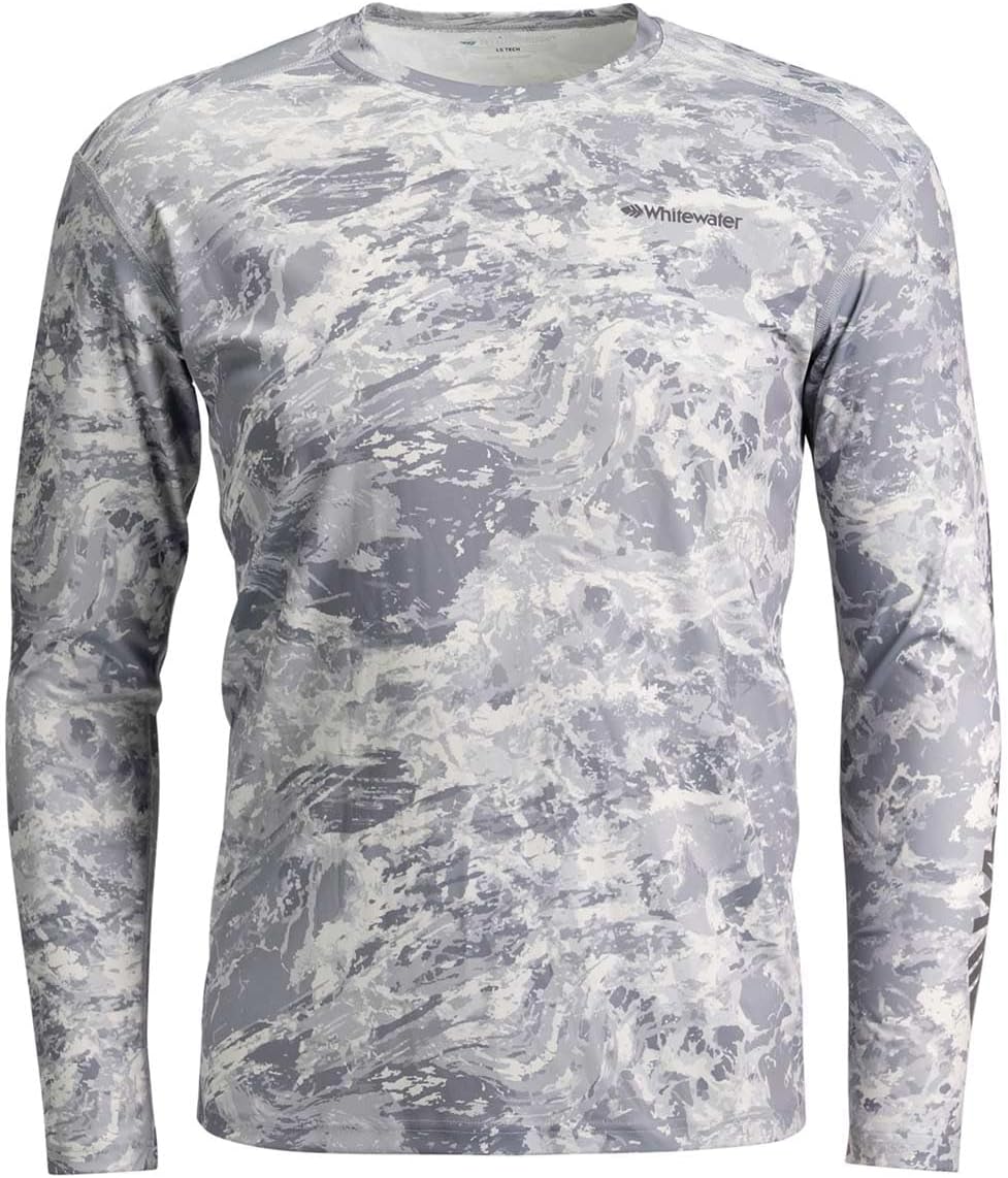 Whitewater Fishing Lightweight Long Sleeve Tech Shirt with UPF Protection - Open Water Grey
