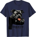 Beware My Pittie Armrest Attack Funny Pitbull Dog Mom T-Shirt - Navy Blue