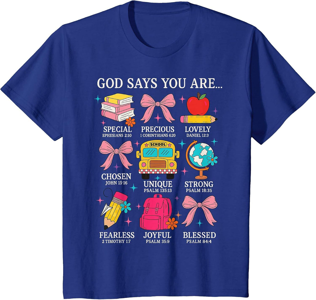 Teacher Christian God Says I Am Faith Religious Bible Verse T-Shirt - Royal Blue