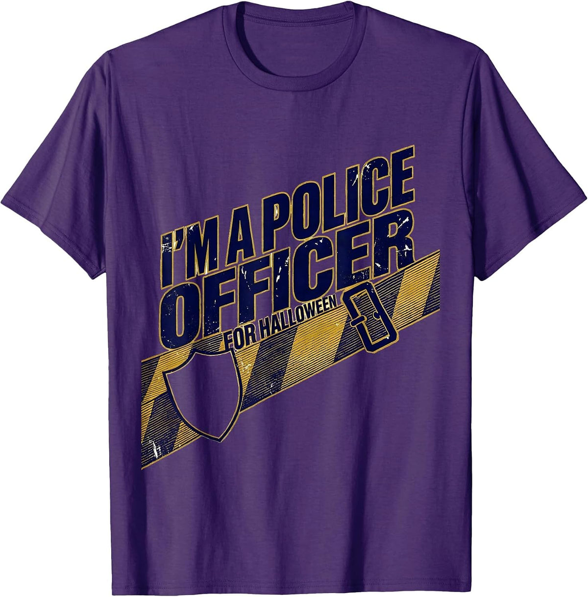 I'm A Police Officer For Halloween Costume Novelty Police T-Shirt, Men, Purple, 3X-Large - As Pictured