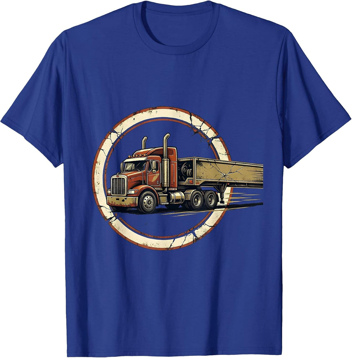 Dirty Semi Trucker Badge Distressed Truck Driver Gift T-Shirt - Royal Blue