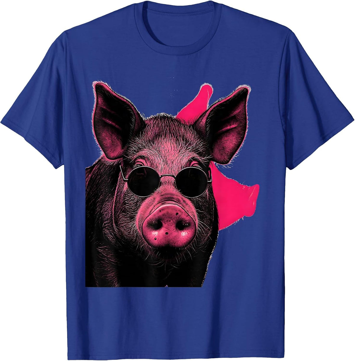 Oversized Pig Head Funny Farm Animal Lover Humor T-Shirt - Royal Blue