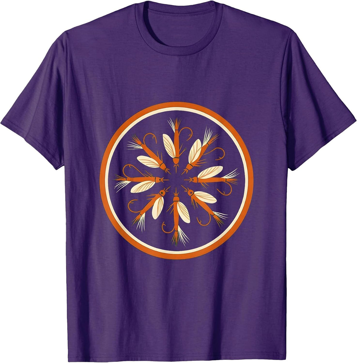 Men's Fishing Flies Pinned Cork Board Collection Art T-Shirt - Purple