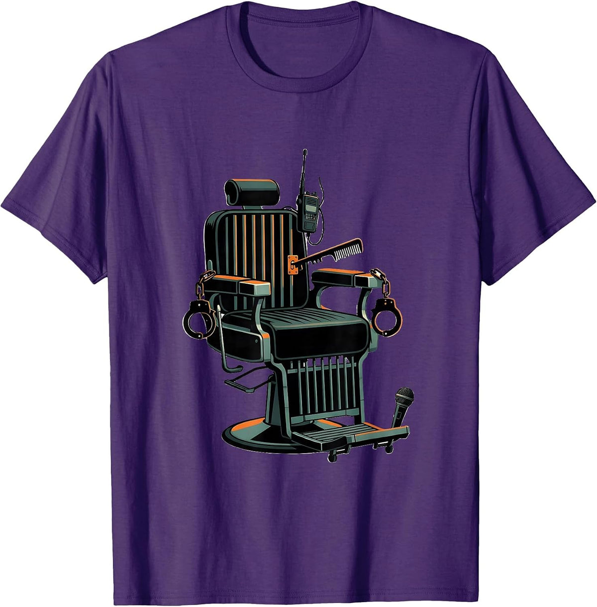 Men's Barber Chair Jail Cell Funny Police Officer Gift T-Shirt - Purple