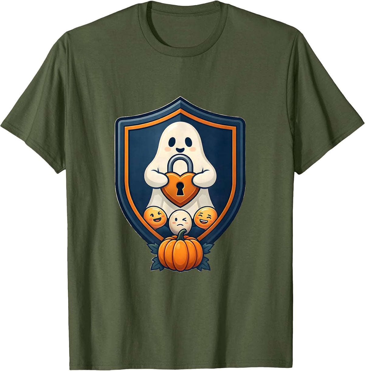Men's Friendly Ghost Mental Health Awareness School Counselor T-Shirt - Olive Green