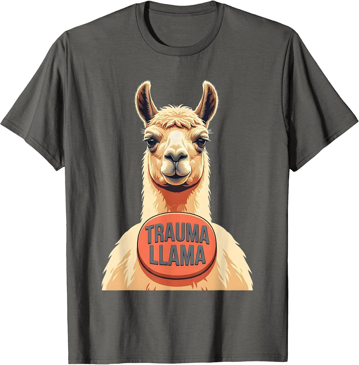 Men's Trauma Llama Funny Llama Alpaca Lover Gift Novelty Animal T-Shirt - Asphalt Grey