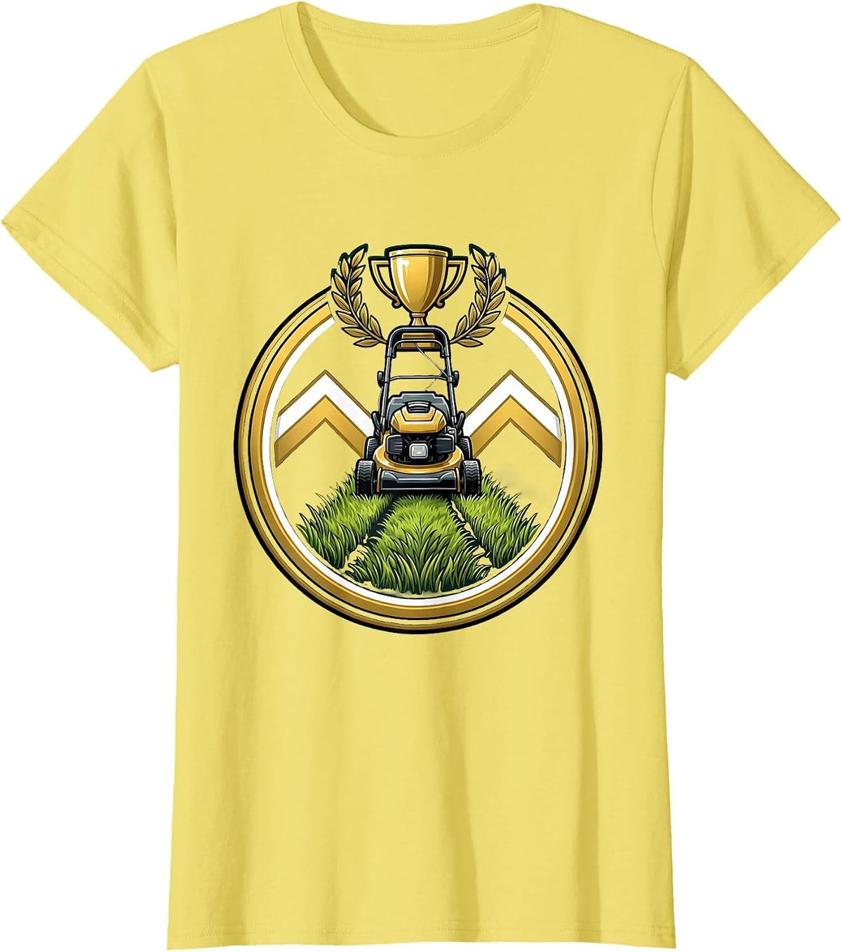 Women's Proud Bad Lawn Mowing Dad Graphic T-Shirt - Lemon Yellow