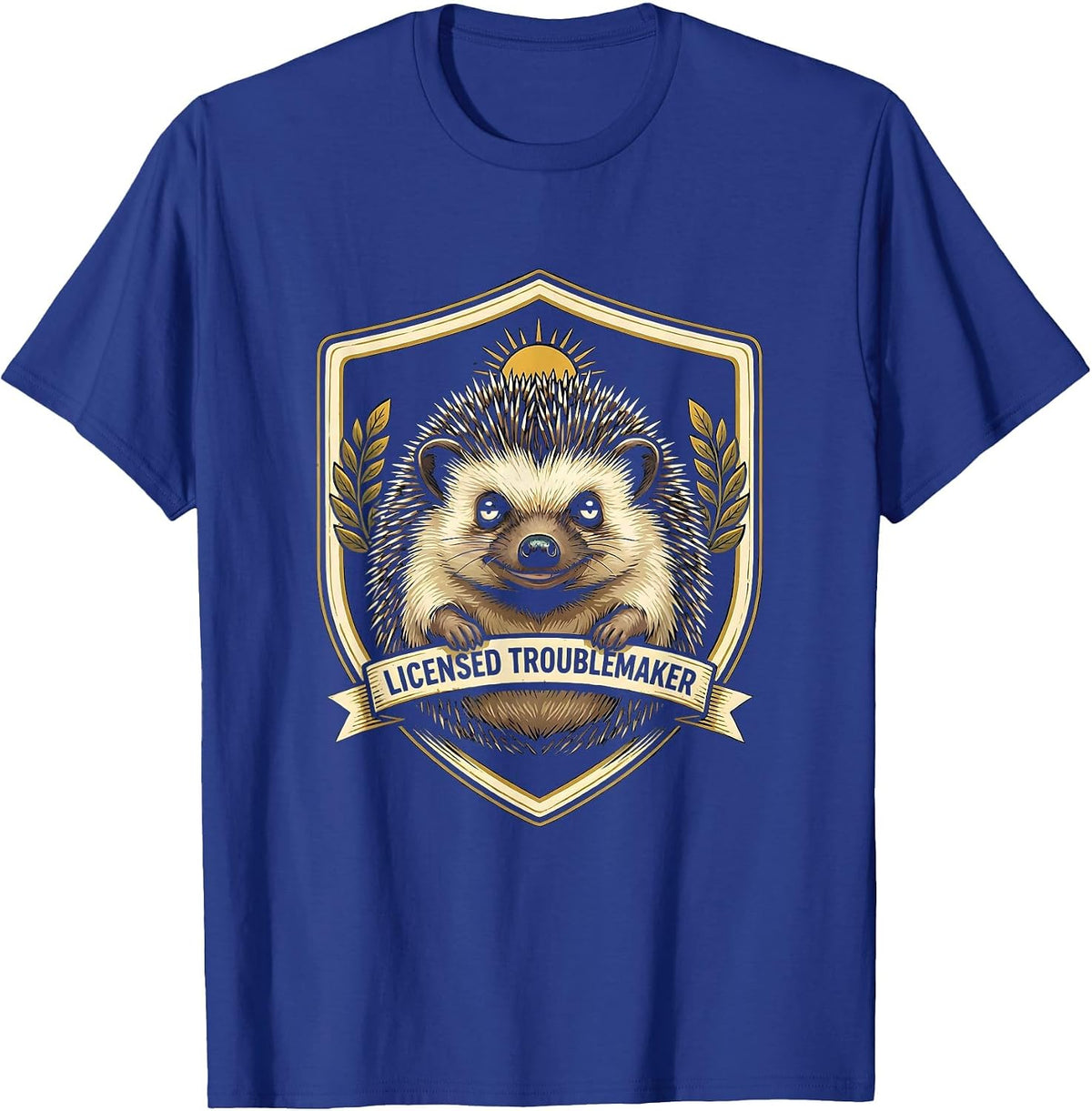 Men's Licensed Troublemaker Funny Animal Meme Irreverent Humor T-Shirt - Royal Blue