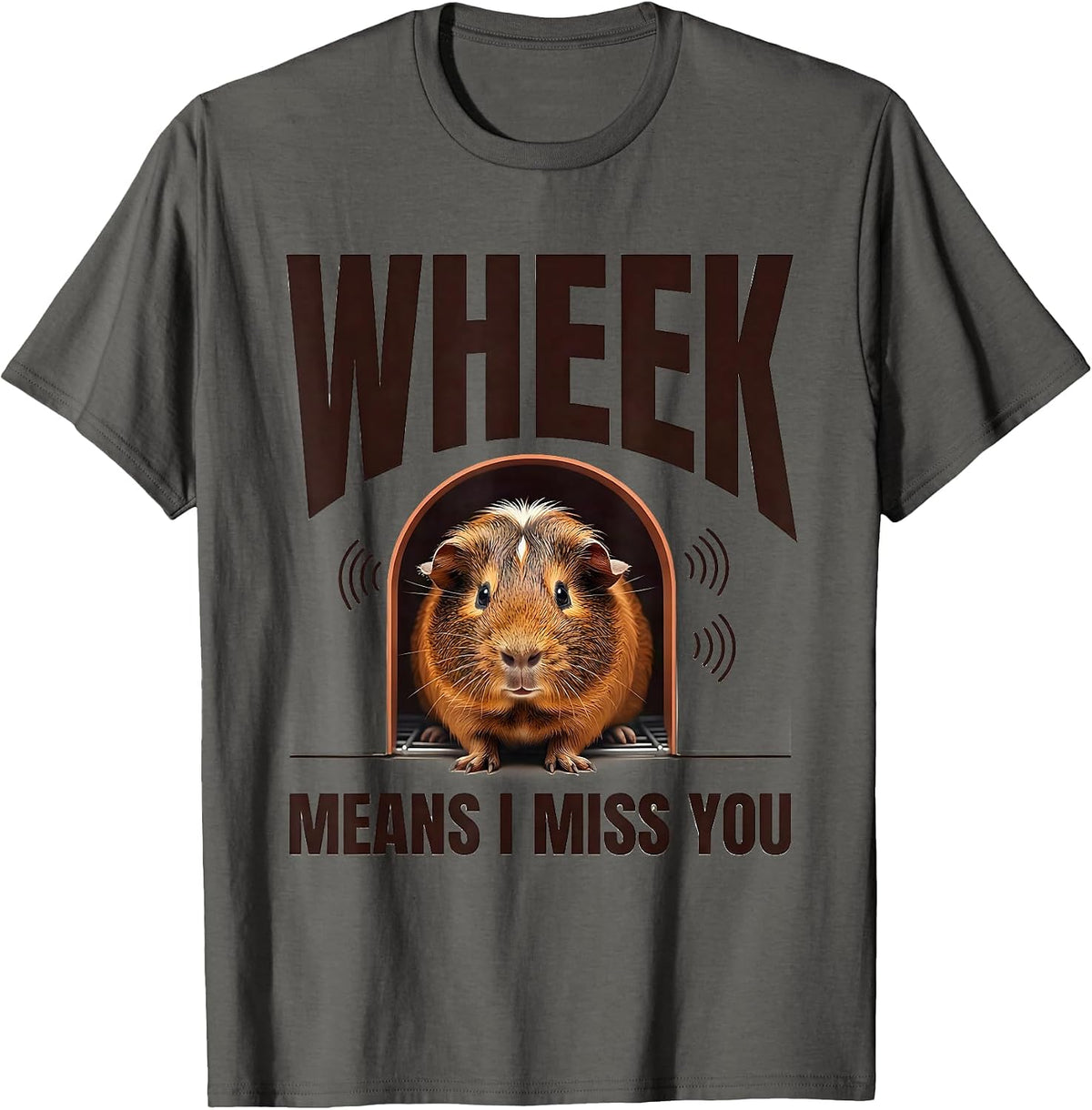 Wheek Means I Miss You Funny Guinea Pig Lover Cavy Owner T-Shirt - Asphalt Grey