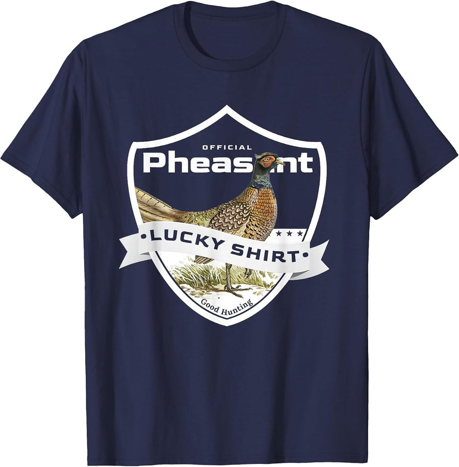 Pheasant Hunter Lucky Shirt for Pheasant Hunting T-Shirt - Navy Blue