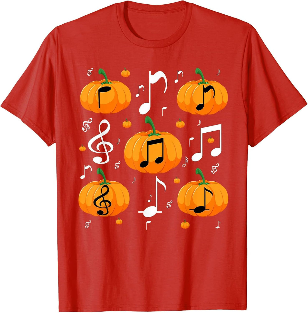 Music Note Pumpkin Fall Costume for Musicians and Teachers T-Shirt - Red