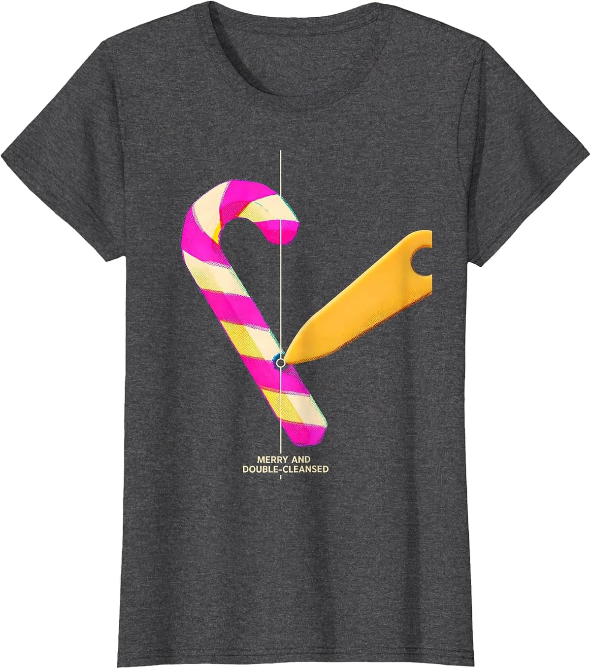 Women's Merry And Double-Cleansed Risograph Esthetician Dermatology T-Shirt - Dark Heather Grey