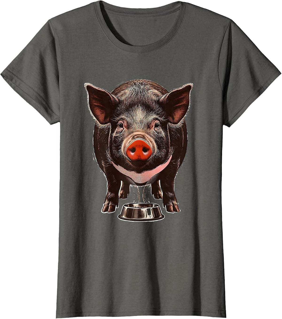 Women's Pet Pig Screenprint Poster Cavy Lover Gift T-Shirt - Asphalt Grey